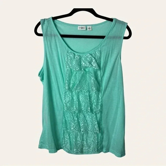 0867. CATO LACE TANK BLOUSE SIZE‎ X-LARGE AQUA IN COLOR LIGHTWEIGHT - Picture 1 of 9